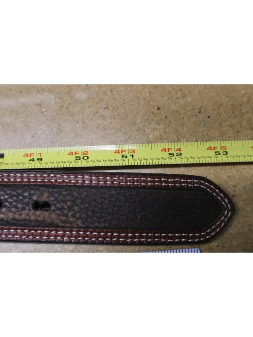 Ariat Mens 46 Two Tone Brown Genuine Leather Belt Double Stitching Silver Buckle